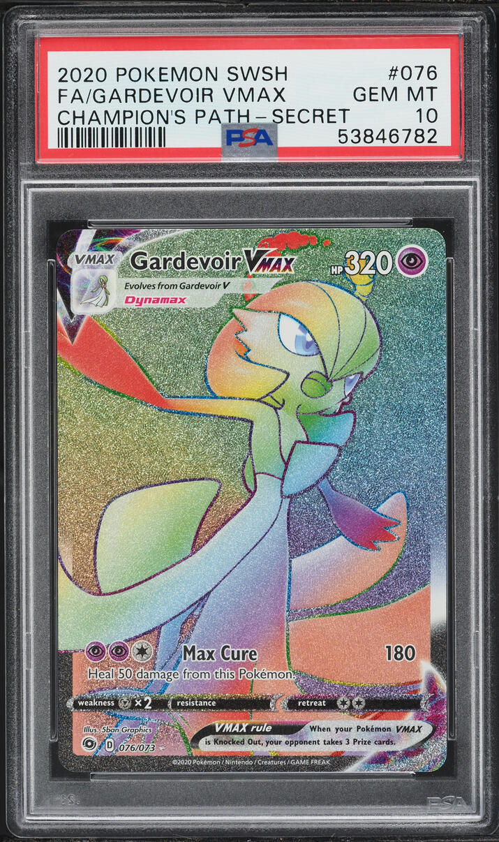 2020 Pokemon SWSH Champion's Path Rainbow Rare Gardevoir VMAX #76 PSA 10 GEM MINT