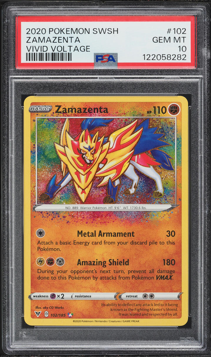 2020 Pokemon Sword & Shield Vivid Voltage Zamazenta #102 PSA 10 GEM MINT