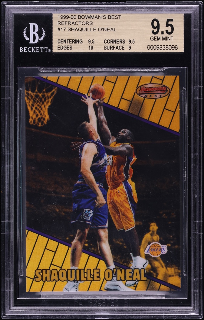 1999 Bowman's Best Refractors Shaquille O'Neal /400 #17 BGS 9.5 GEM MINT