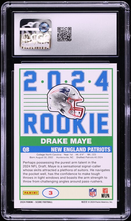 2024 Score 35th Anniversary Drake Maye ROOKIE #3 CGC 9.5 MINT+
