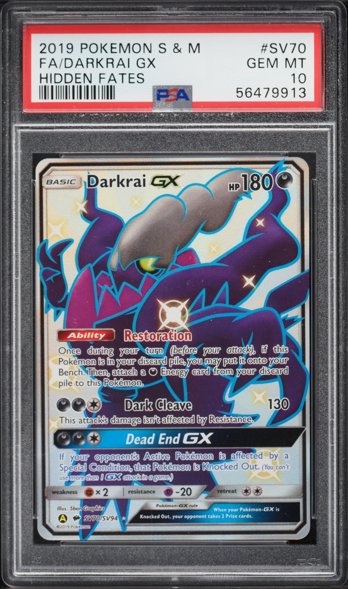 2019 Pokemon Sun & Moon Hidden Fates Shiny Vault Full Art Darkrai GX #SV70 PSA 10 GEM MINT