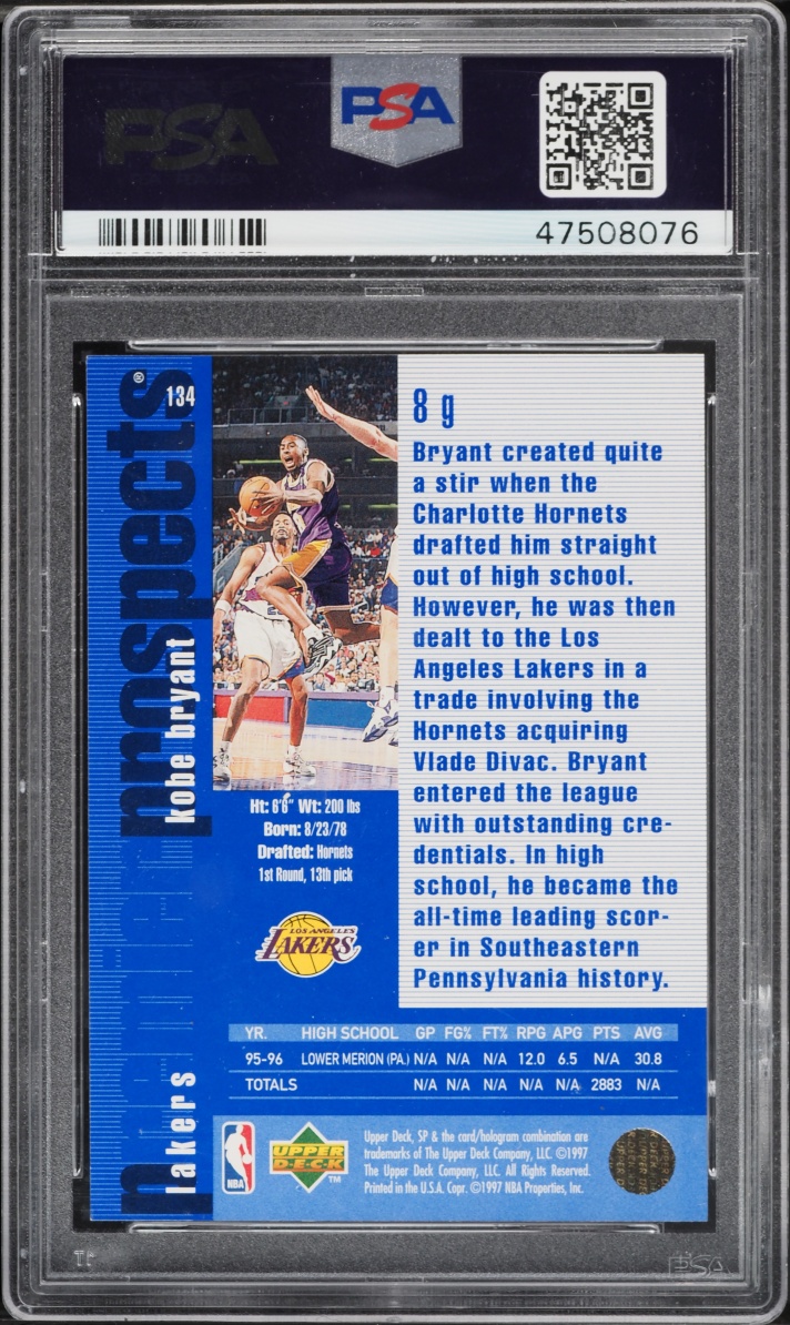 1996 SP Basketball Kobe Bryant ROOKIE #134 PSA 6 EXMT
