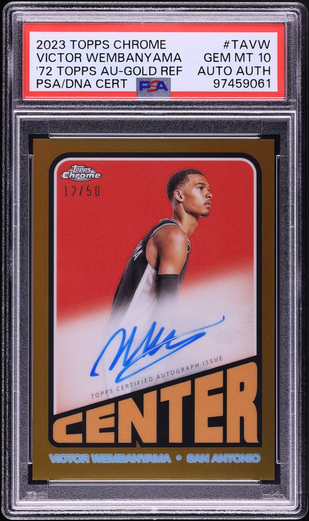 2023 Topps Chrome '72 Gold Refractor Victor Wembanyama ROOKIE AUTO DNA /50 #TAVW PSA 10 GEM