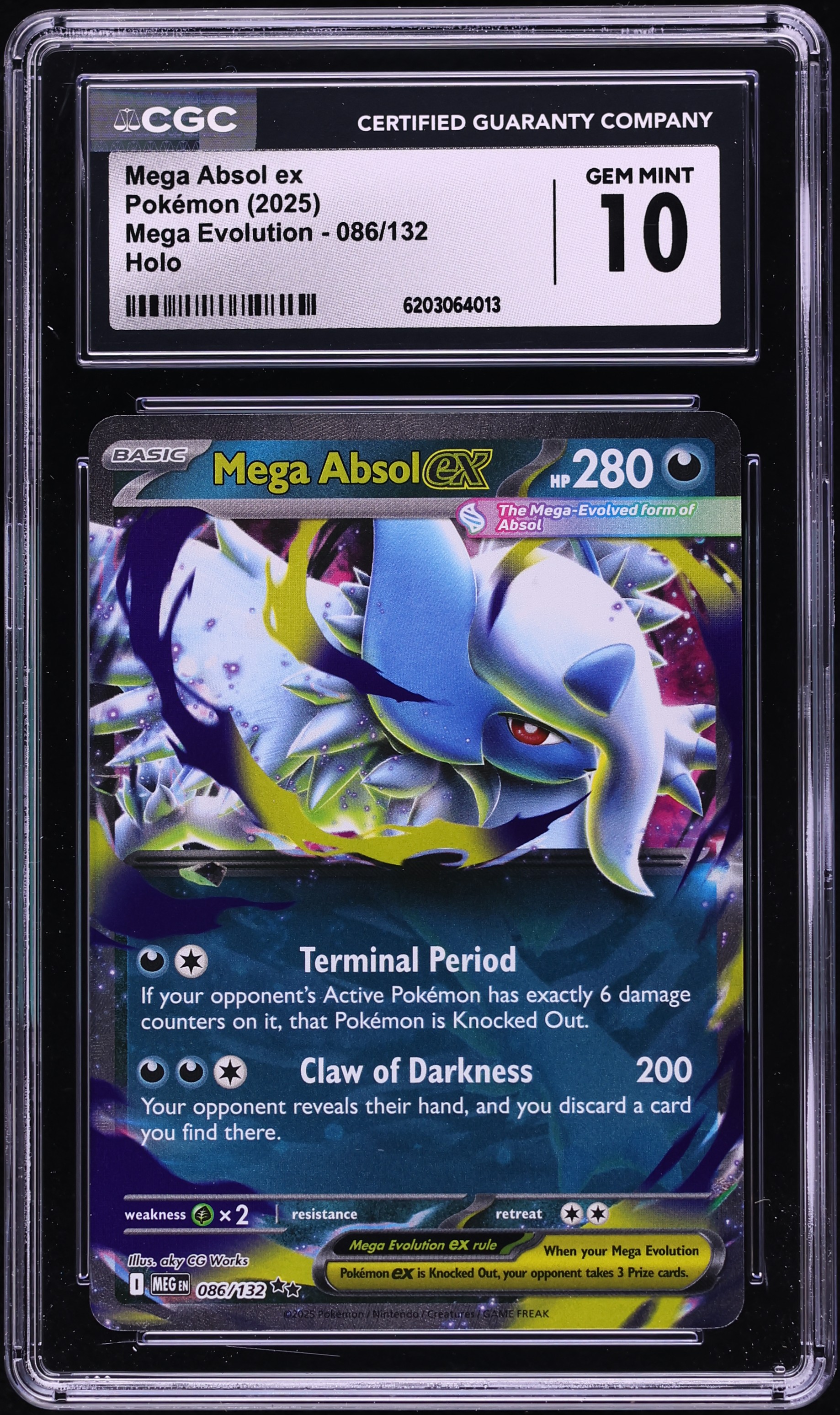 2025 Pokemon Mega Evolution Holo Mega Absol Ex #86 CGC 10 GEM MINT