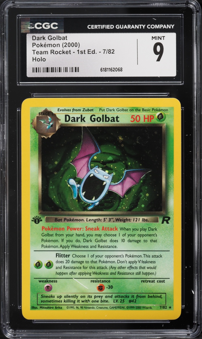 2000 Pokemon Team Rocket 1st Edition Holo Dark Golbat #7 CGC 9 MINT