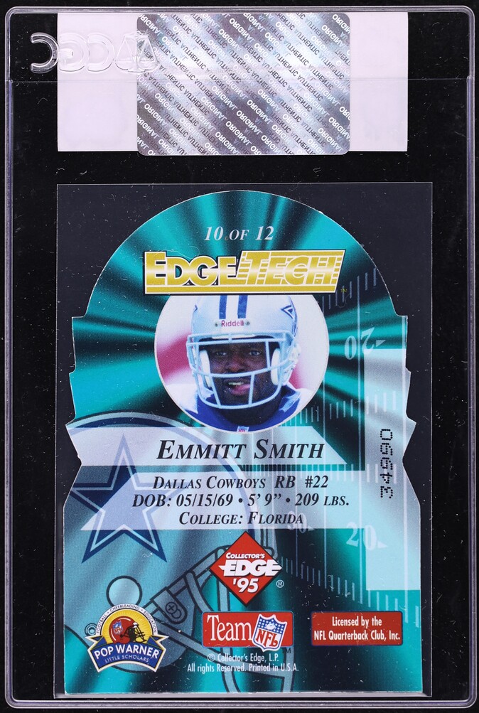 1995 Collector's Edge Instant Replay EdgeTech Die-Cut Emmitt Smith #10 CGC AUTH