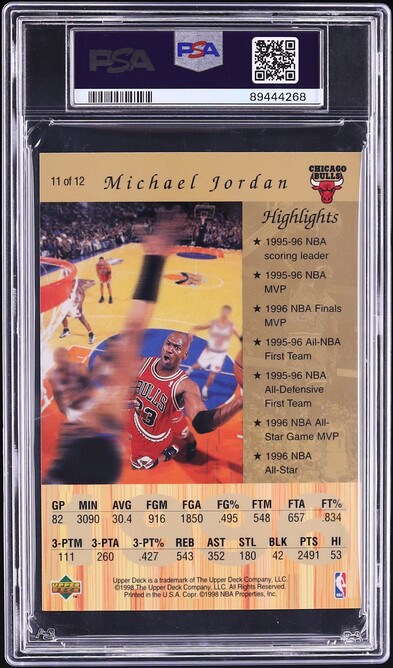 1998 Upper Deck Gatorade Michael Jordan #11 PSA 10 GEM MINT