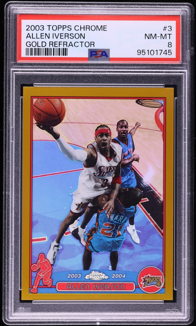 2003 Topps Chrome Gold Refractor Allen Iverson /99 #3 PSA 8 NM-MT