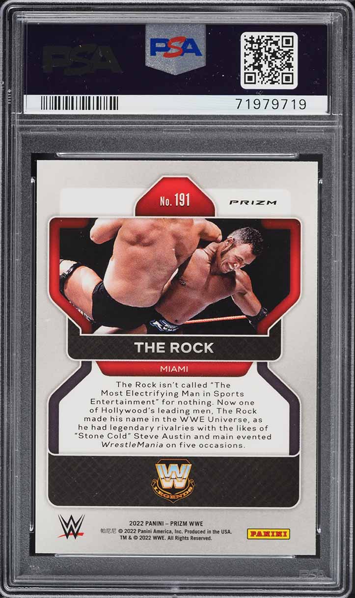 2022 Panini Prizm WWE Hyper The Rock #191 PSA 10 GEM MINT