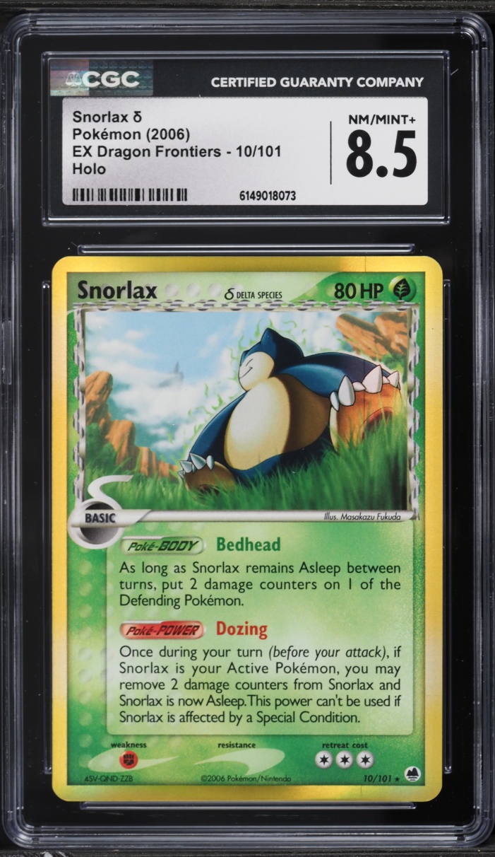 2006 Pokemon EX Dragon Frontiers Holo Snorlax #10 CGC 8.5 NM-MT+