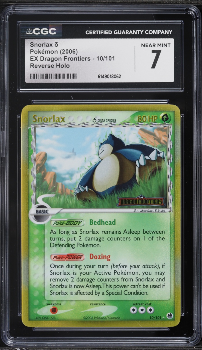 2006 Pokemon EX Dragon Frontiers Reverse Holo Snorlax #10 CGC 7 NRMT