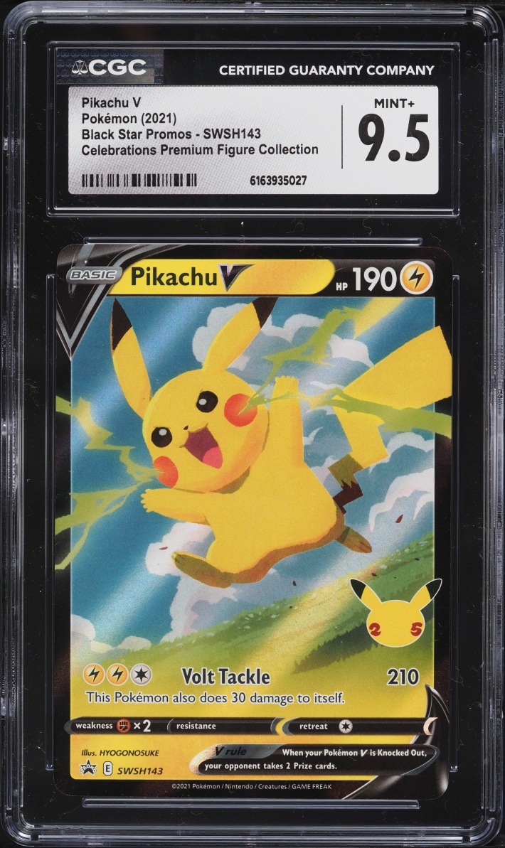 2021 Pokemon Sword & Shield Promo Celebrations Premium Holo Pikachu V #SWSH143 CGC 9.5 MINT+