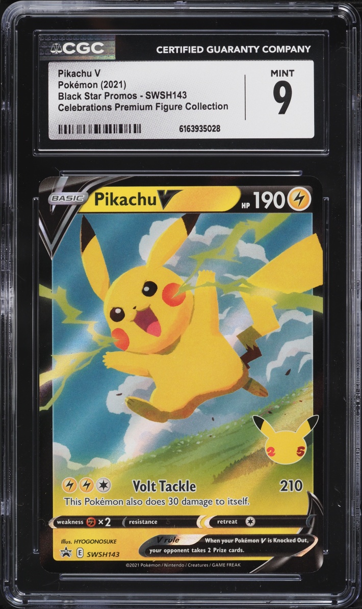 2021 Pokemon Sword & Shield Promo Celebrations Premium Holo Pikachu V #SWSH143 CGC 9 MINT