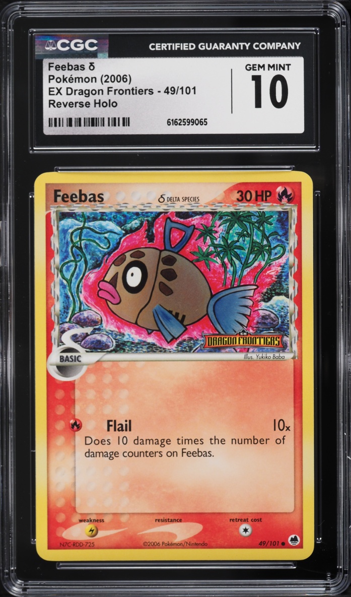 2006 Pokemon EX Dragon Frontiers Reverse Holo Feebas #49 CGC 10 GEM MINT