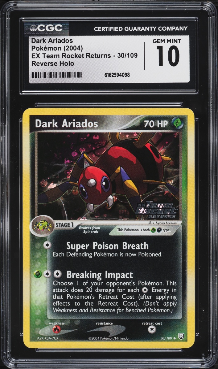 2004 Pokemon EX Team Rocket Returns Reverse Holo Dark Ariados #30 CGC 10 GEM MINT