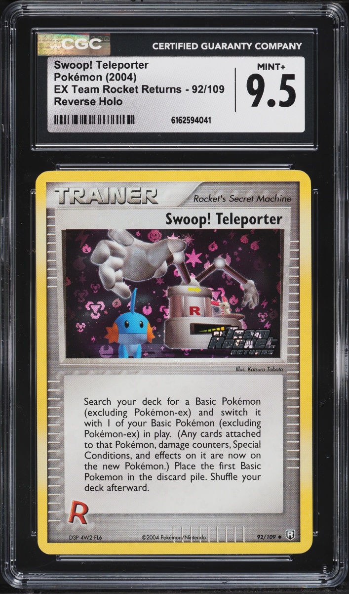 2004 Pokemon EX Team Rocket Returns Reverse Holo Swoop! Teleporter #92 CGC 9.5 MINT+