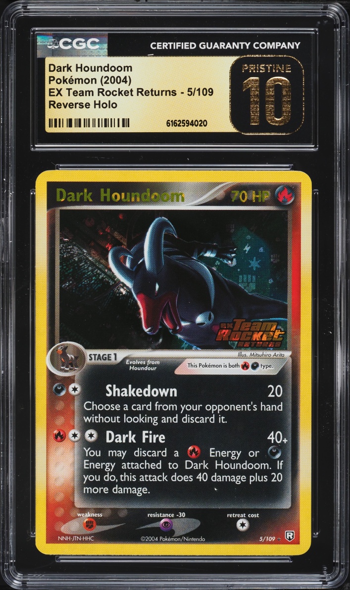 2004 Pokemon EX Team Rocket Returns Reverse Holo Dark Houndoom #5 CGC 10 PRISTINE