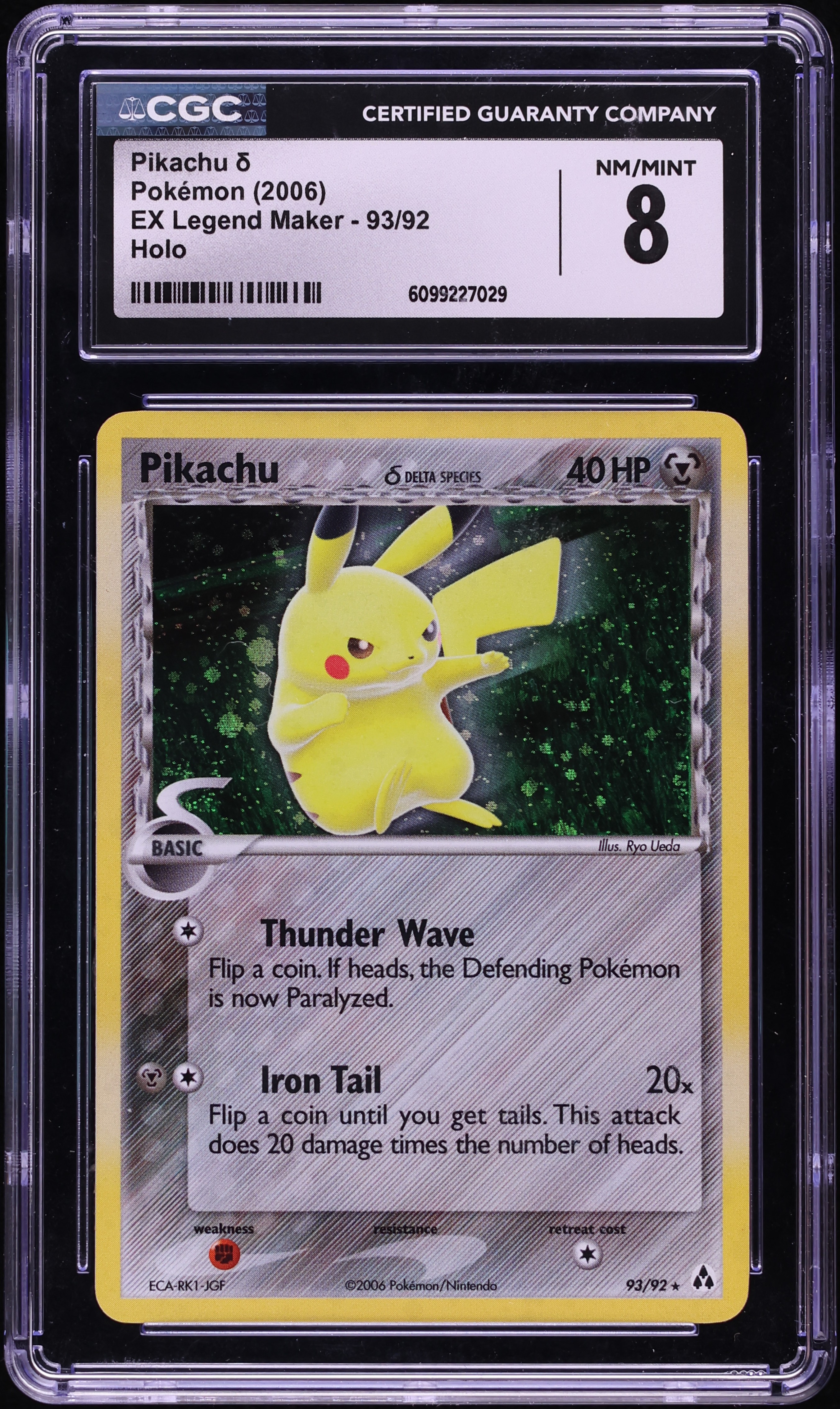 2006 Pokemon EX Legend Maker Holo Pikachu #93 CGC 8 NM-MT
