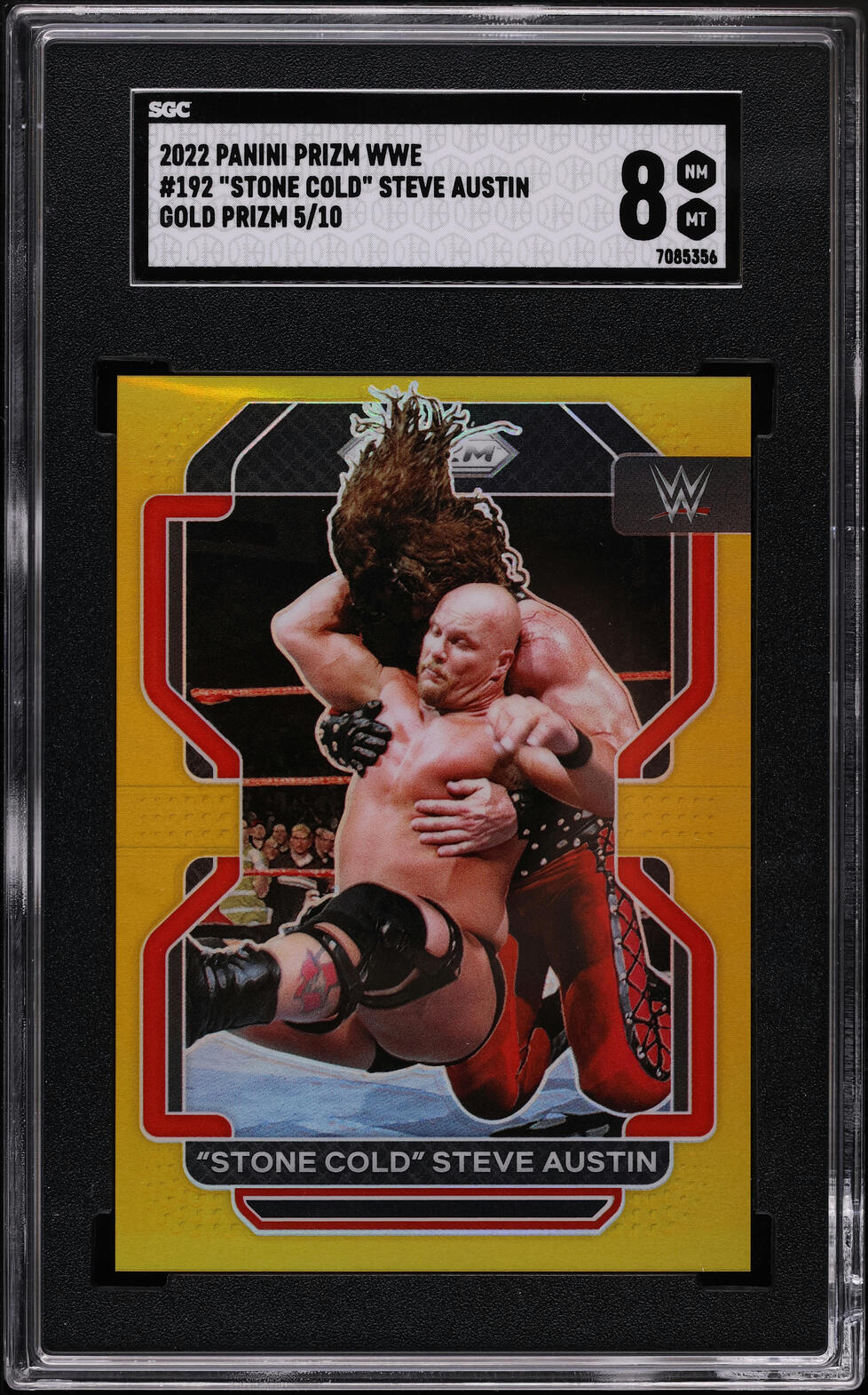 2022 Panini Prizm WWE Gold Stone Cold Steve Austin /10 #192 SGC 8 NM-MT