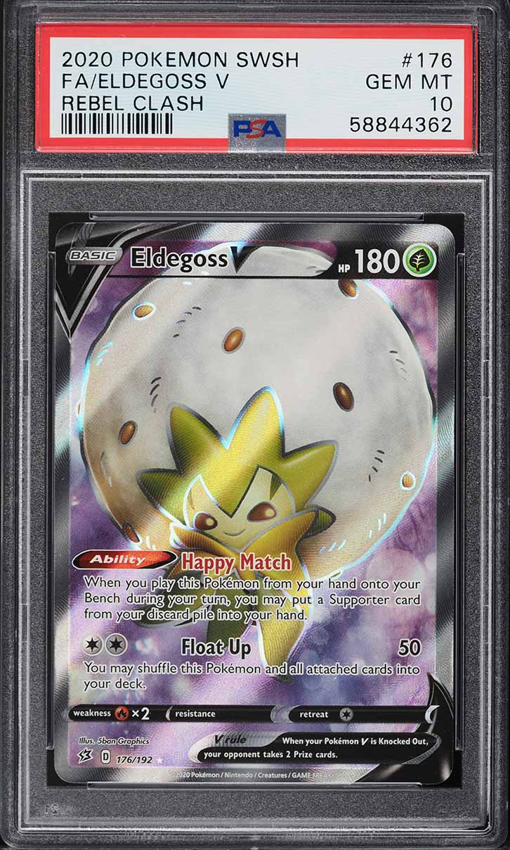 2020 Pokemon Sword & Shield Rebel Clash Full Art Eldegoss V #176 PSA 10 GEM MINT