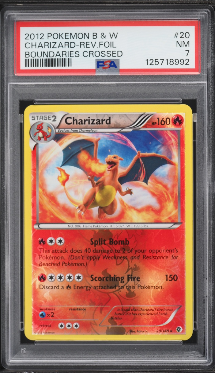 2012 Pokemon Black & White Boundaries Crossed Holo Charizard #20 PSA 7 NRMT