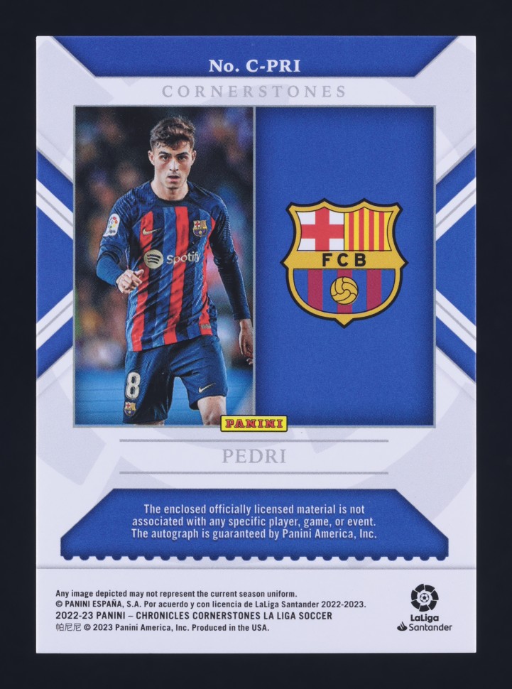 2022 Panini Chronicles Cornerstones La Liga Silver Pedri PATCH AUTO /20 MBA AUTH