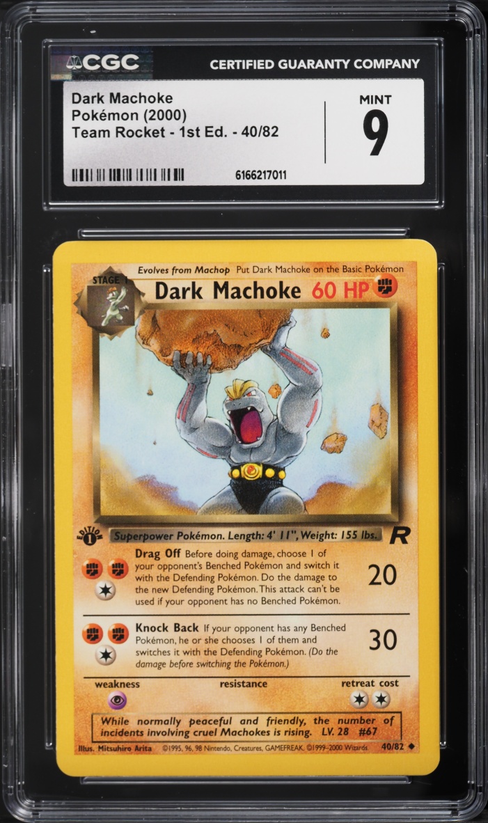 2000 Pokemon Team Rocket 1st Edition Dark Machoke #40 CGC 9 MINT