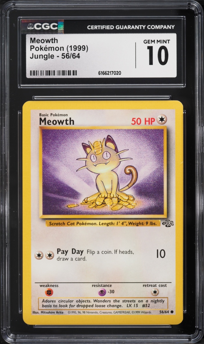 1999 Pokemon Jungle Meowth #56 CGC 10 GEM MINT