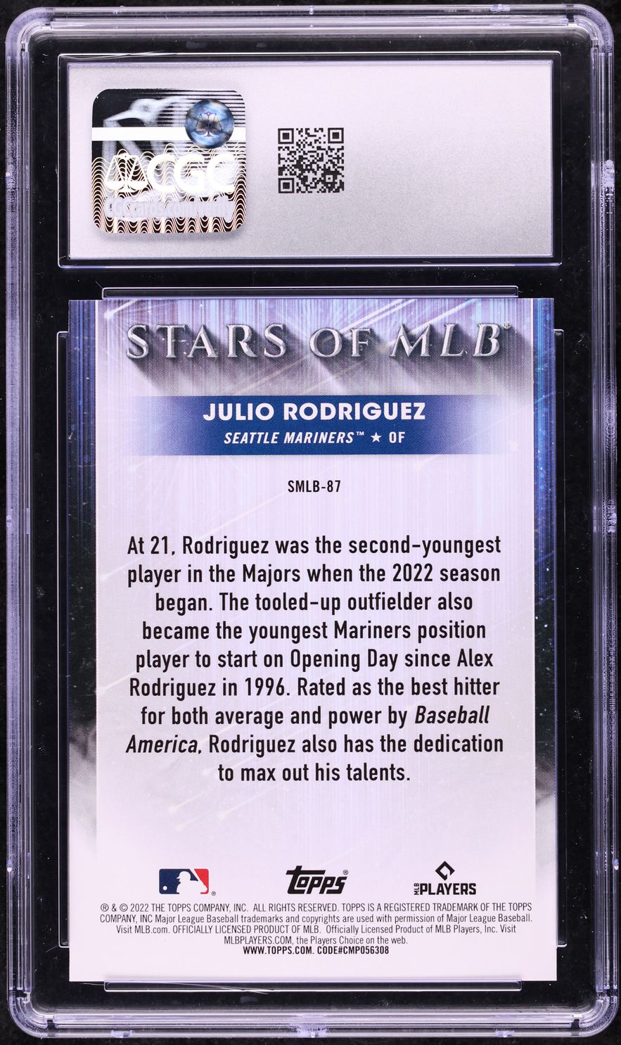 2022 Topps Update Stars Of MLB Julio Rodriguez ROOKIE #SMLB-87 CGC 9 MINT