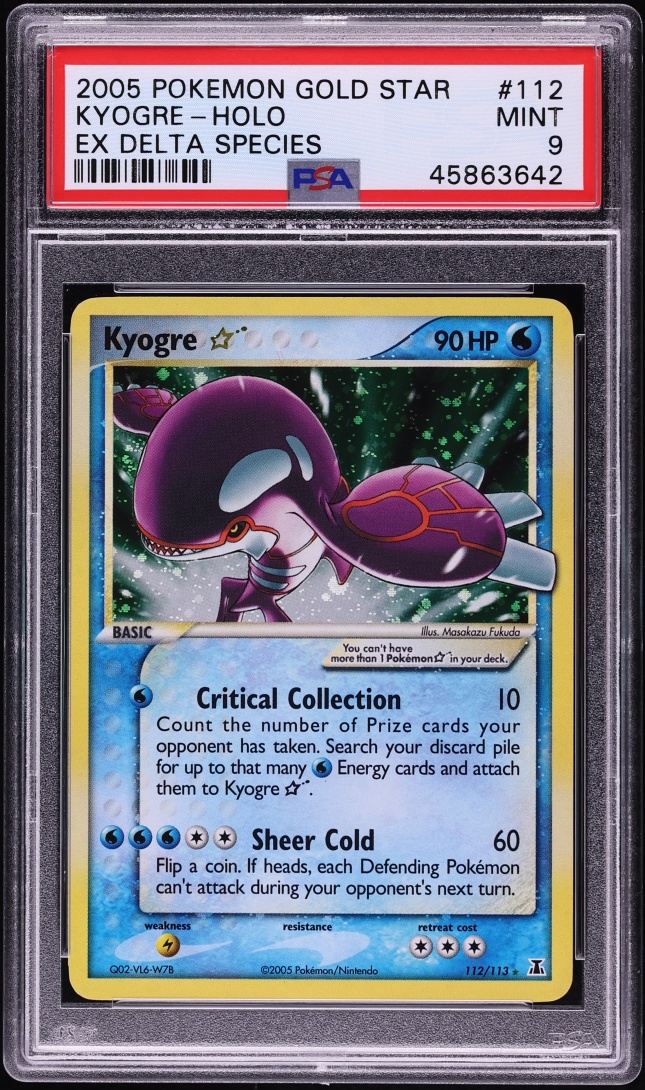 2005 Pokemon EX Delta Species Holo Kyogre Gold Star #112 PSA 9 MINT