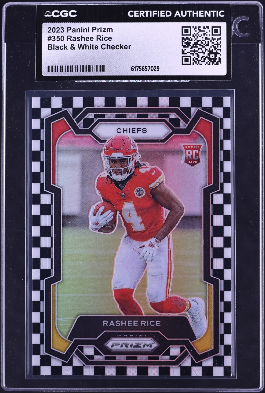 2023 Panini Prizm Black & White Checker Rashee Rice ROOKIE #350 CGC AUTH