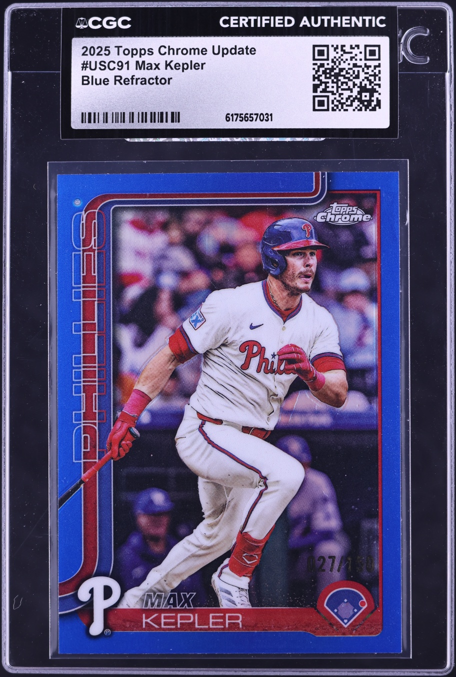 2025 Topps Chrome Update Blue Refractor Max Kepler /150 #USC91 CGC AUTH