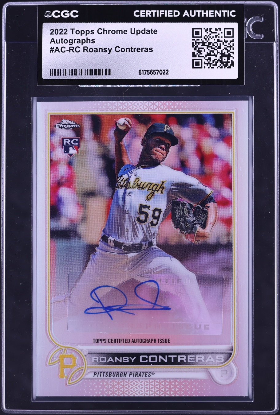 2022 Topps Chrome Update Roansy Contreras ROOKIE AUTO #AC-RC CGC AUTH