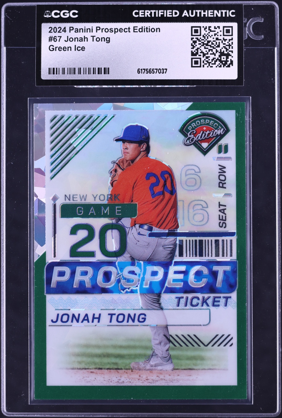2024 Panini Prospect Edition Green Ice Jonah Tong /99 #67 CGC AUTH
