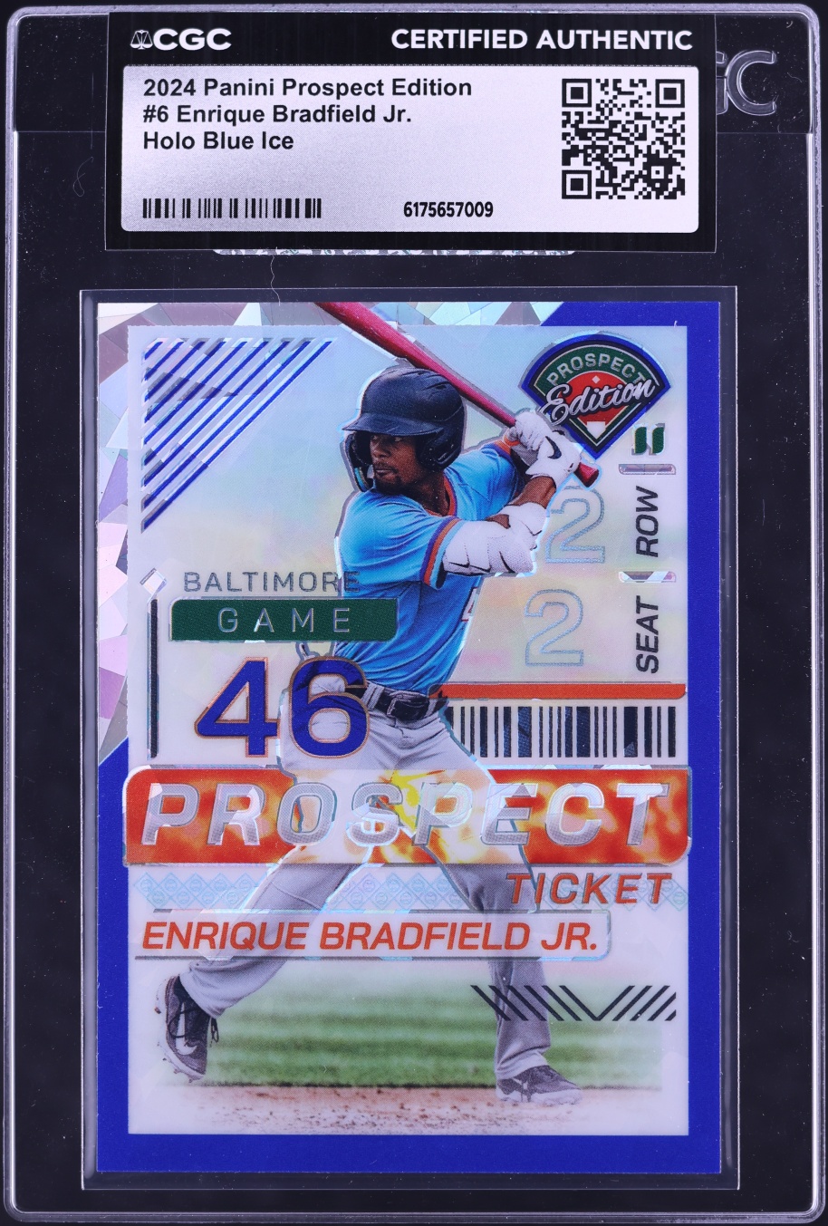 2024 Panini Prospect Holo Blue Ice Prizm Enrique Bradfield Jr. PROSPECT /299 #6 CGC AUTH