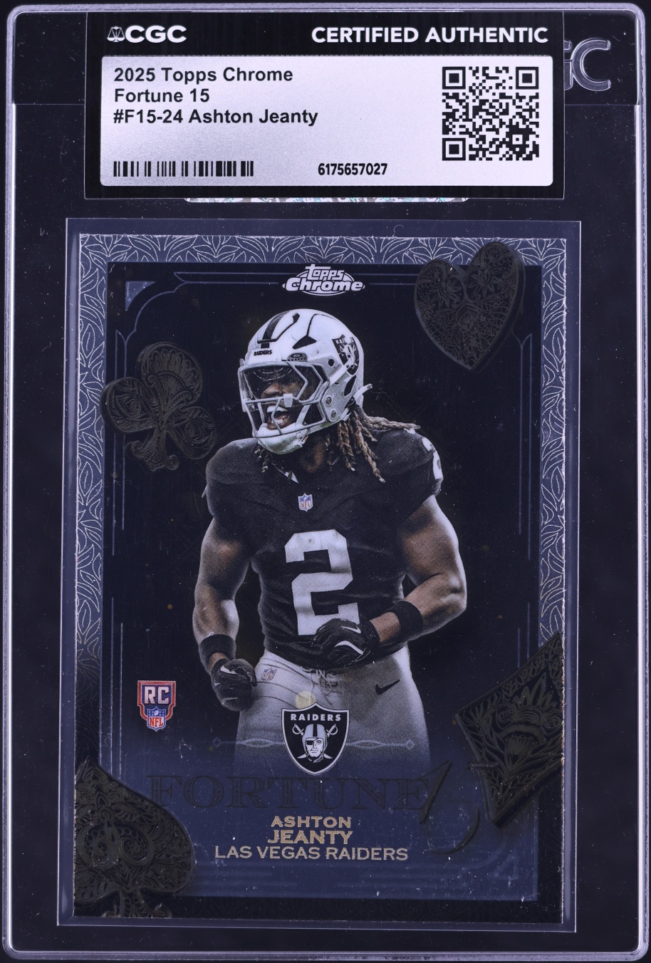 2025 Topps Chrome Fortune 15 Ashton Jeanty ROOKIE #F15-24 CGC AUTH