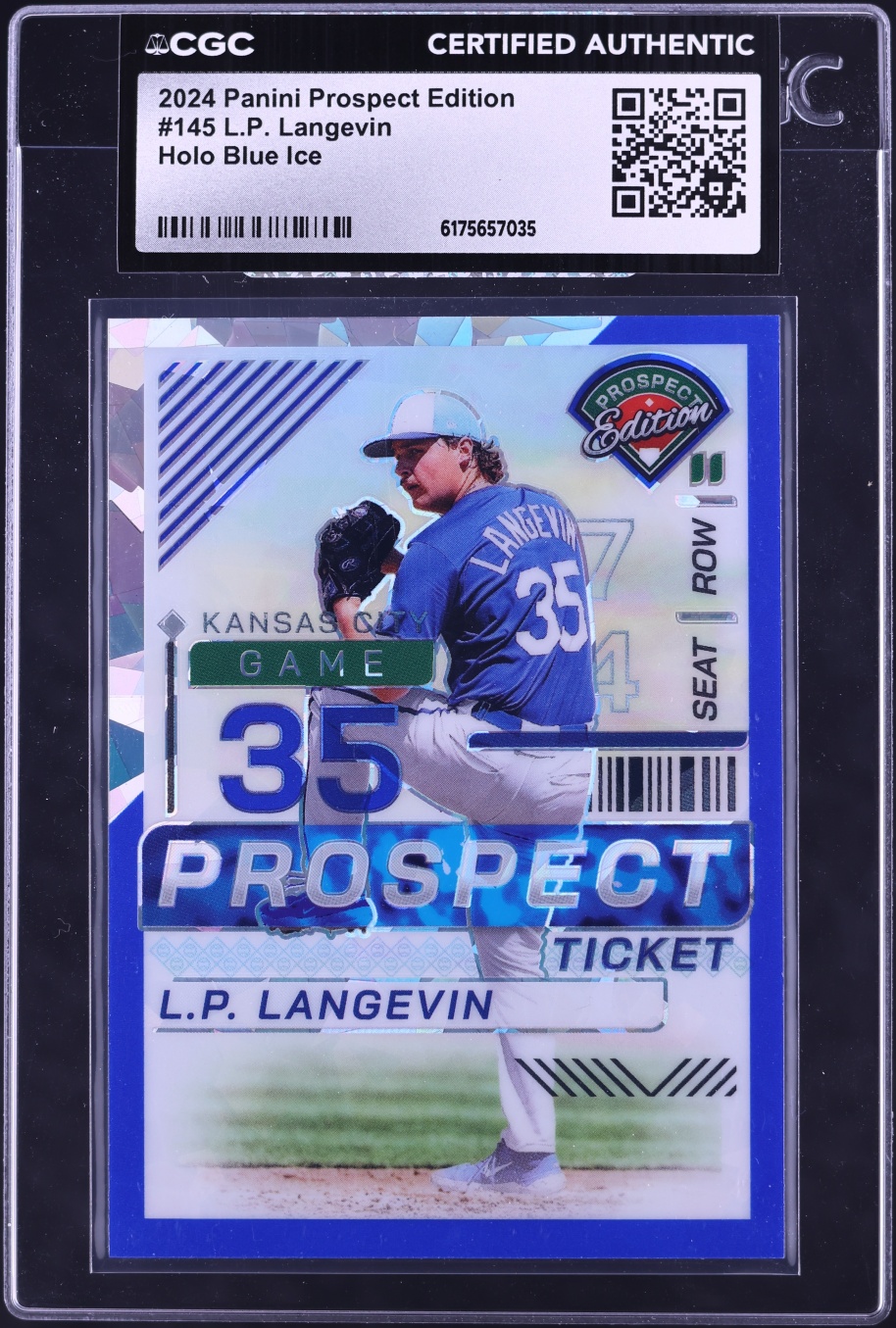2024 Panini Prospect Edition Holo Blue Ice L.P. Langevin ROOKIE /299 #145 CGC AUTH