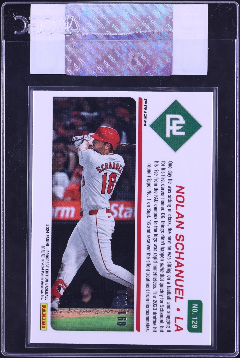2024 Panini Prospect Edition Holo Blue Ice Nolan Schanuel ROOKIE /299 #129 CGC AUTH