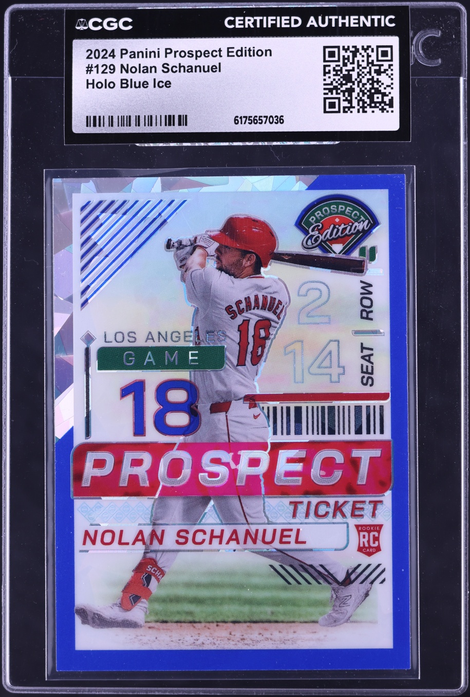 2024 Panini Prospect Edition Holo Blue Ice Nolan Schanuel ROOKIE /299 #129 CGC AUTH