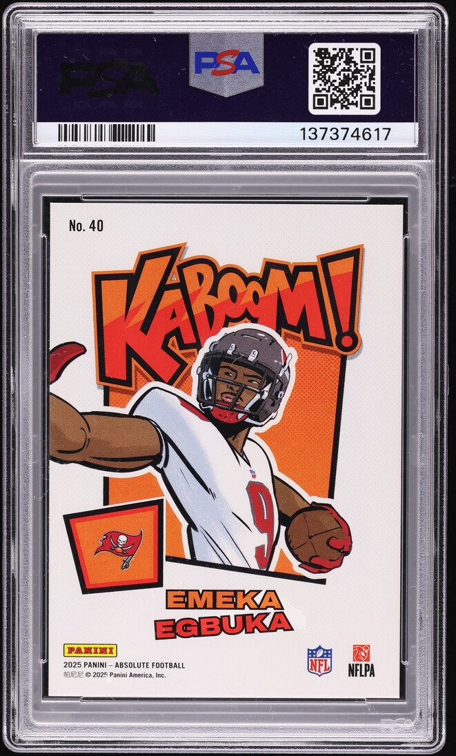 2025 Absolute Kaboom! Vertical Gold Emeka Egbuka ROOKIE /10 #40 PSA 10 GEM MINT