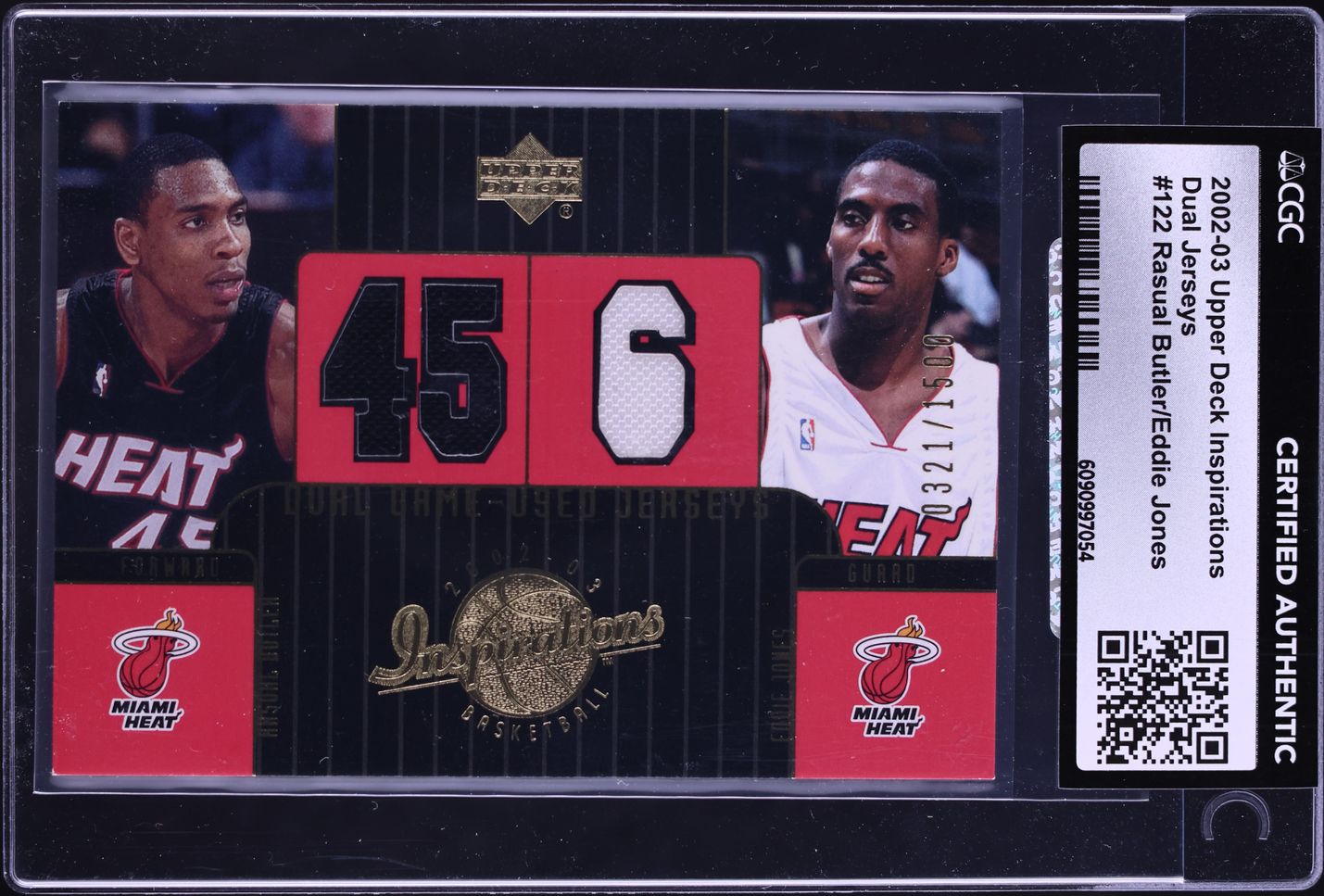 2002 Upper Deck Inspirations Dual Rasual Butler & Eddie Jones PATCH /1500 #122 CGC AUTH