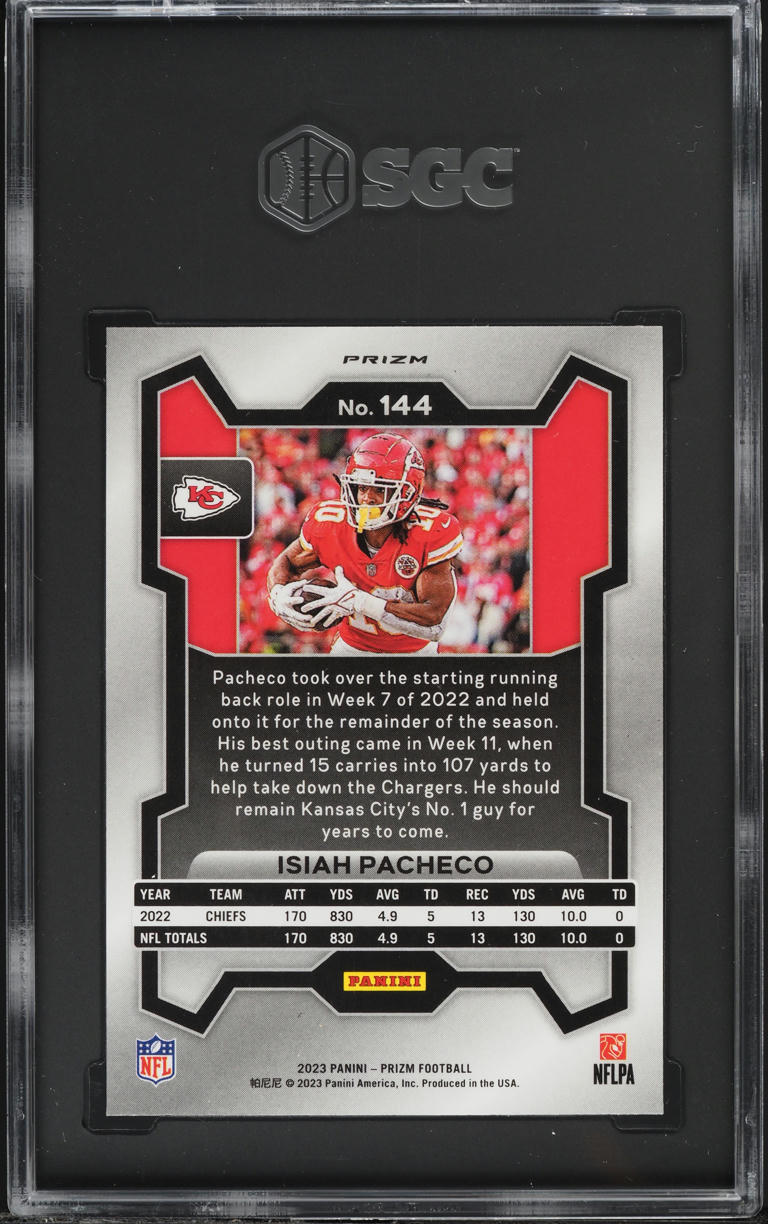 2023 Panini Prizm Silver Isiah Pacheco #144 SGC 10 GEM MINT