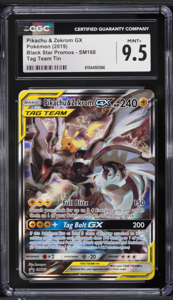 2019 Pokemon Sun & Moon Promo Tag Team Alt Art Pikachu & Zekrom GX #SM168 CGC 9.5 MINT+