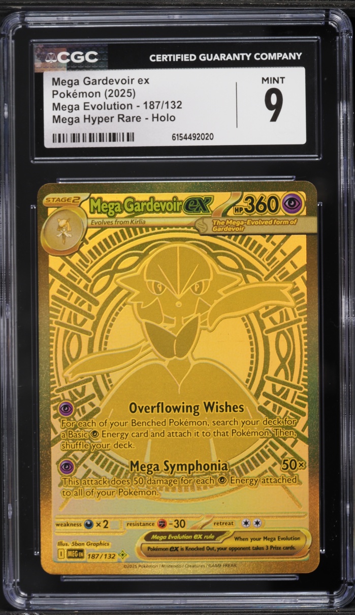 2025 Pokemon Mega Evolution Gold Rare Mega Gardevoir EX #187 CGC 9 MINT