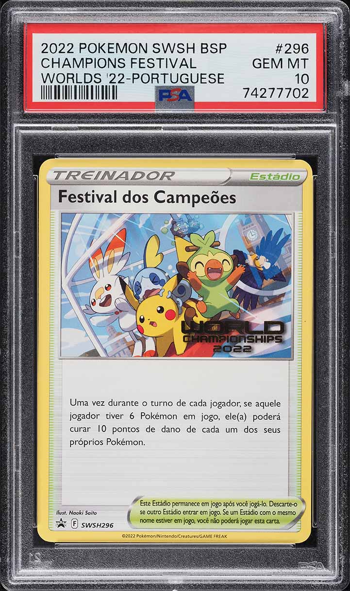 2022 Pokemon Portuguese SWSH Black Star Promo Worlds Champions Festival PSA 10 - Main Image