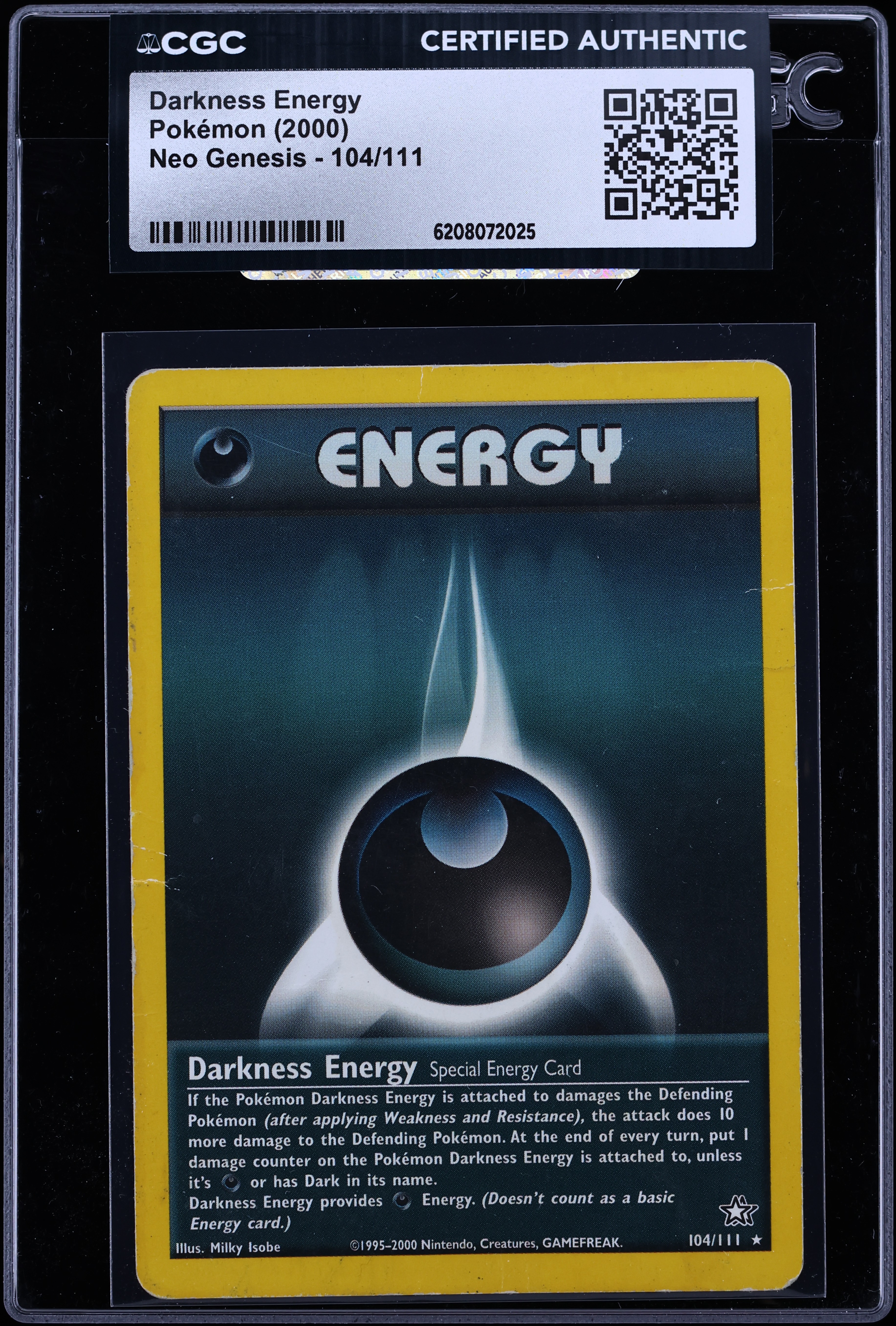 2000 Pokemon Neo Genesis Darkness Energy #104 CGC AUTH