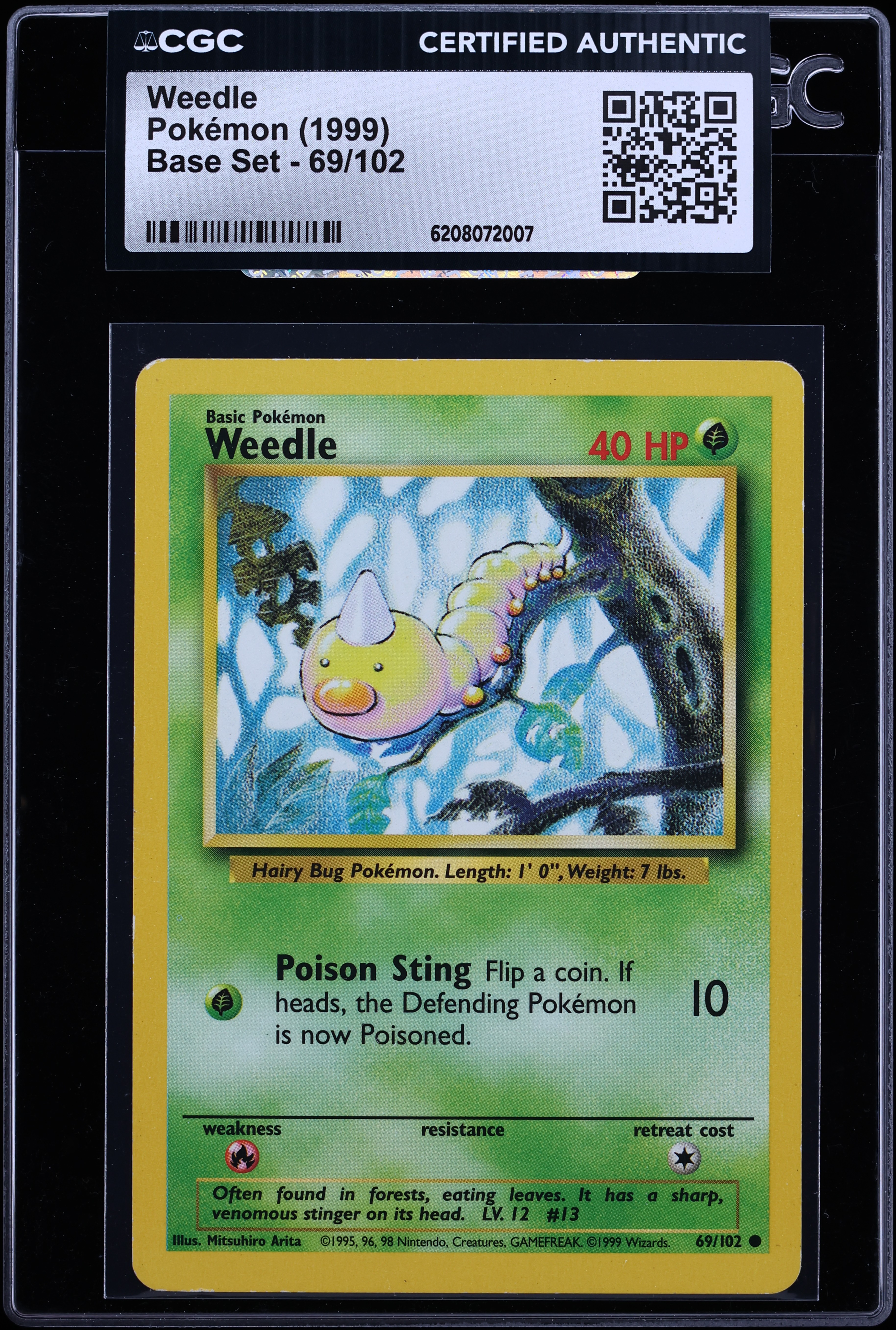 1999 Pokemon Base Set Weedle #69 CGC AUTH