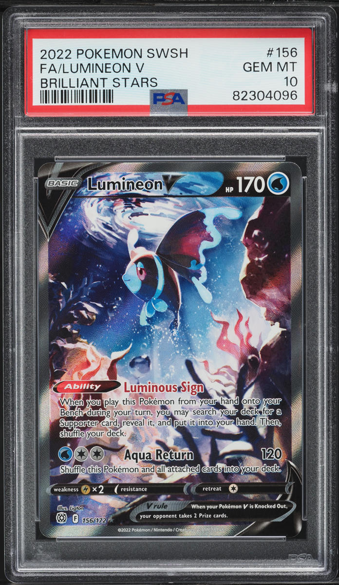 2022 Pokemon Sword & Shield Brilliant Stars Full Art Lumineon V #156 PSA 10 GEM MINT
