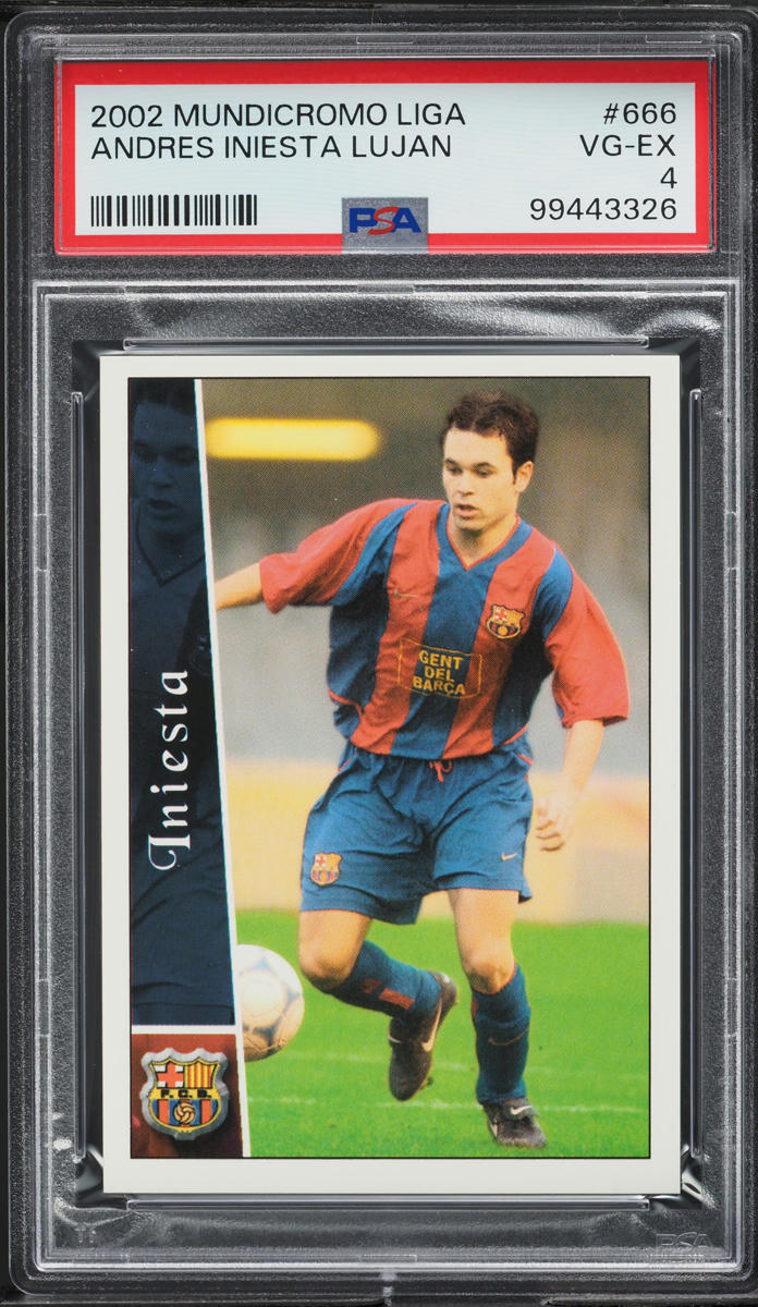 2002 Mundi Cromo Liga Andres Iniesta Lujan ROOKIE #666 PSA 4 VGEX