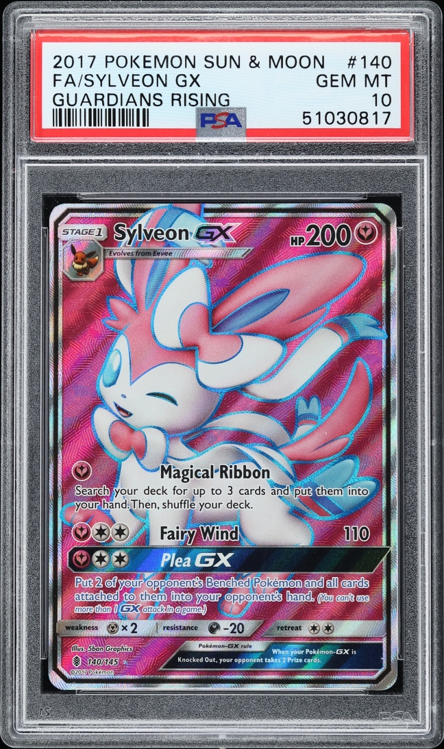 2017 Pokemon Sun & Moon Guardians Rising Full Art Sylveon GX #140 PSA 10 GEM MINT